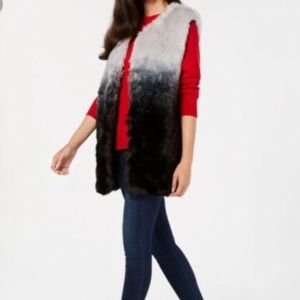 INC Womens Ombre Faux Fur Vest S/M